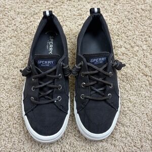 Sperry Top Sider Womens Black Canvas Boat Shoes Sneakers Size 6.5